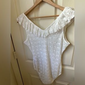 Maje white lace bodysuit